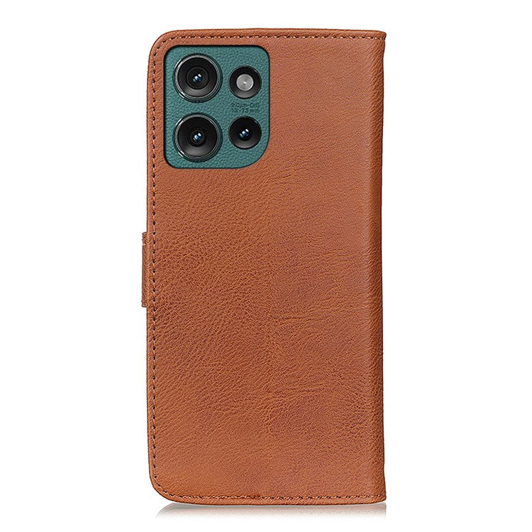 KHAZNEH For Motorola Edge 50 Neo 5G / Moto S50 5G / Thinkphone 25 5G Wallet Case Cowhide Texture Leather Flip Phone Cover - Brown
