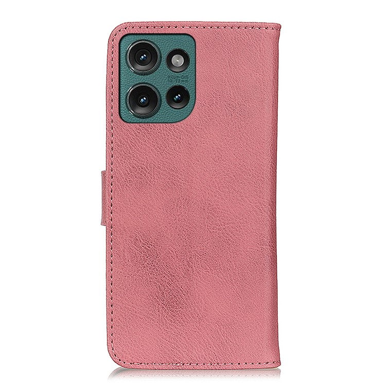 KHAZNEH For Motorola Edge 50 Neo 5G / Moto S50 5G / Thinkphone 25 5G Wallet Case Cowhide Texture Leather Flip Phone Cover - Pink