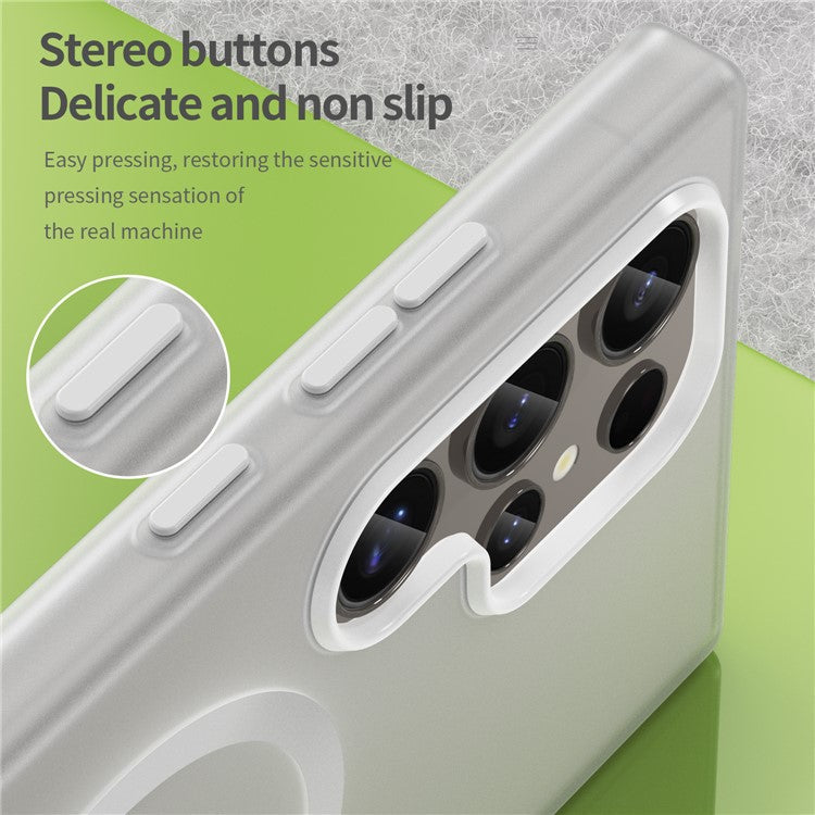For Samsung Galaxy S23 Ultra Case Compatible with MagSafe TPU + PC Slim Matte Translucent Phone Cover - White