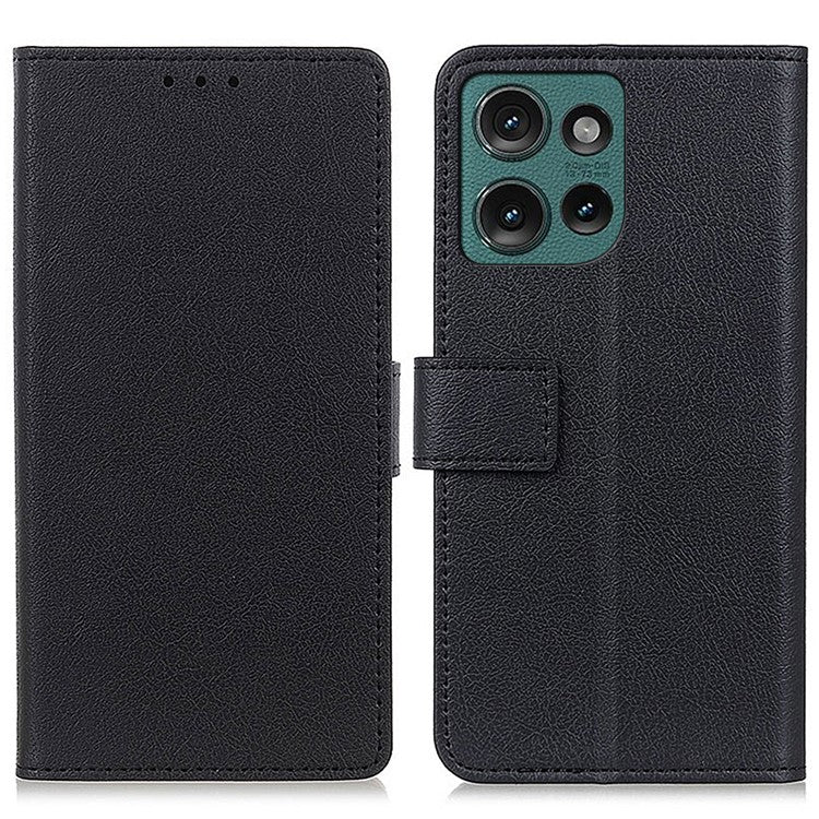 For Motorola Edge 50 Neo 5G / Moto S50 5G / Thinkphone 25 5G Case PU Leather Stand Wallet Phone Cover - Black