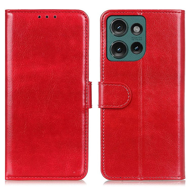 For Motorola Edge 50 Neo 5G / Moto S50 5G / Thinkphone 25 5G Case Crazy Horse Texture PU Leather Phone Stand Cover - Red