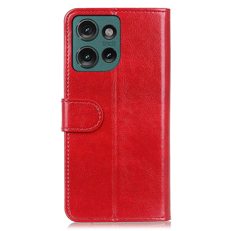 For Motorola Edge 50 Neo 5G / Moto S50 5G / Thinkphone 25 5G Case Crazy Horse Texture PU Leather Phone Stand Cover - Red