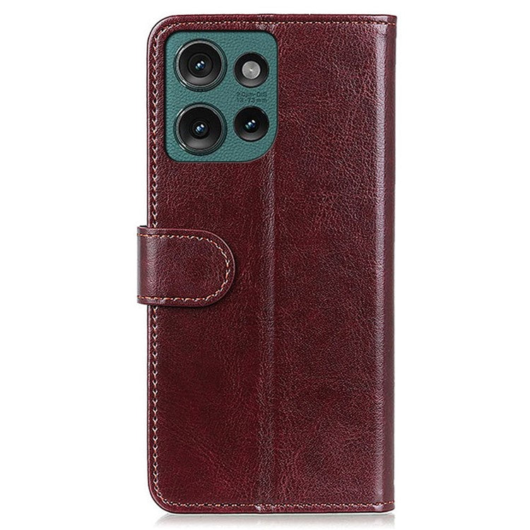 For Motorola Edge 50 Neo 5G / Moto S50 5G / Thinkphone 25 5G Case Crazy Horse Texture PU Leather Phone Stand Cover - Brown