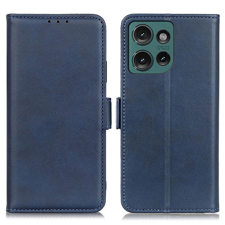 For Motorola Edge 50 Neo 5G / Moto S50 5G / Thinkphone 25 5G Case Stand Cowhide Texture PU Leather Phone Cover - Blue