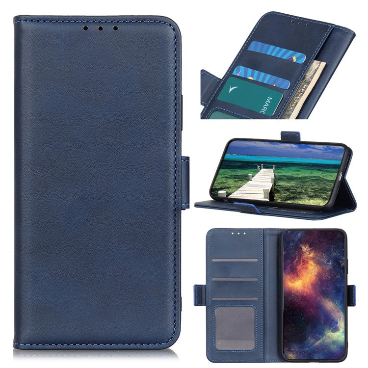 For Motorola Edge 50 Neo 5G / Moto S50 5G / Thinkphone 25 5G Case Stand Cowhide Texture PU Leather Phone Cover - Blue