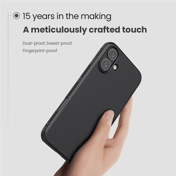 NILLKIN Frosted Shield Pro For iPhone 16 Case Matte PC+TPU Phone Cover - Black