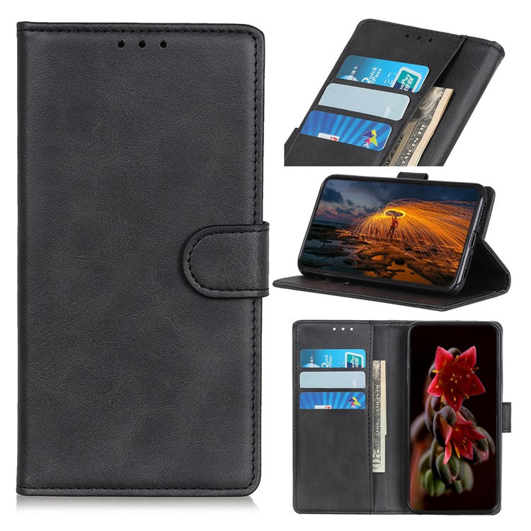 For Motorola Edge 50 Neo 5G / Moto S50 5G / Thinkphone 25 5G Stand Wallet Case Cowhide Texture Leather Phone Cover - Black