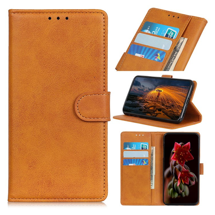 For Motorola Edge 50 Neo 5G / Moto S50 5G / Thinkphone 25 5G Stand Wallet Case Cowhide Texture Leather Phone Cover - Brown