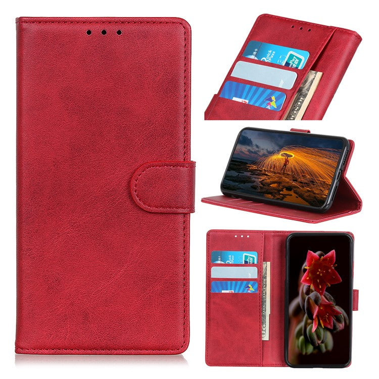 For Motorola Edge 50 Neo 5G / Moto S50 5G / Thinkphone 25 5G Stand Wallet Case Cowhide Texture Leather Phone Cover - Red