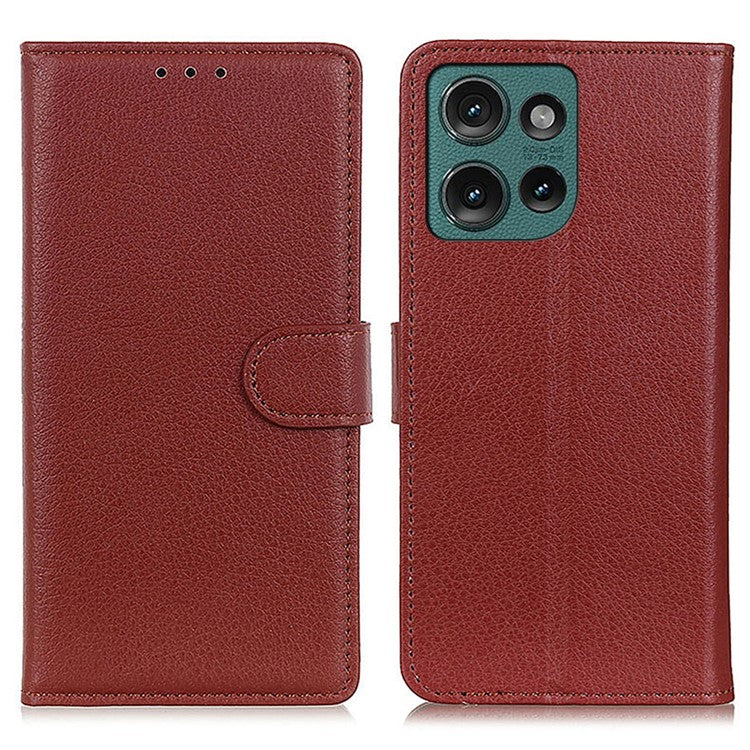 For Motorola Edge 50 Neo 5G / Moto S50 5G / Thinkphone 25 5G Wallet Case PU Leather Phone Cover Litchi Texture - Brown