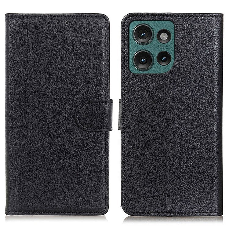 For Motorola Edge 50 Neo 5G / Moto S50 5G / Thinkphone 25 5G Wallet Case PU Leather Phone Cover Litchi Texture - Black