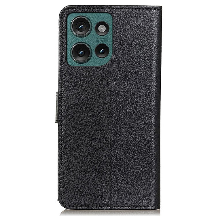 For Motorola Edge 50 Neo 5G / Moto S50 5G / Thinkphone 25 5G Wallet Case PU Leather Phone Cover Litchi Texture - Black