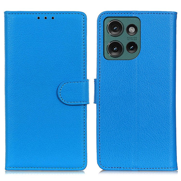 For Motorola Edge 50 Neo 5G / Moto S50 5G / Thinkphone 25 5G Wallet Case PU Leather Phone Cover Litchi Texture - Blue
