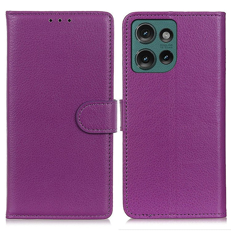For Motorola Edge 50 Neo 5G / Moto S50 5G / Thinkphone 25 5G Wallet Case PU Leather Phone Cover Litchi Texture - Purple
