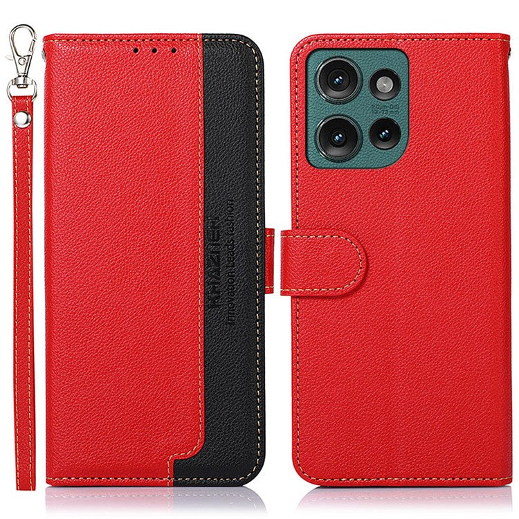KHAZNEH For Motorola Edge 50 Neo 5G / Moto S50 5G / Thinkphone 25 5G Case RFID Blocking Wallet PU Leather Phone Cover - Red