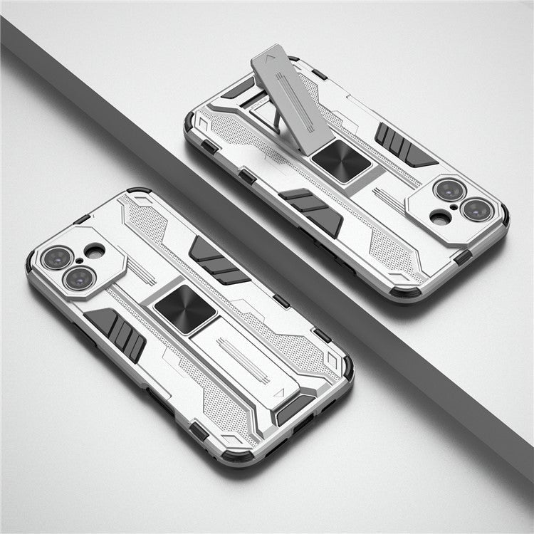 For iPhone 16 Plus Case PC + TPU Shockproof Phone Cover with Kickstand - Silver