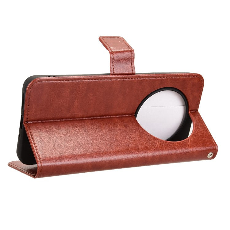 For Xiaomi Poco C75 4G / Redmi 14R 5G / 14C 4G / A4 5G Case Crazy Horse Texture PU Leather Phone Wallet Cover - Brown