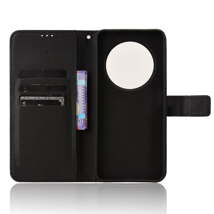 For Xiaomi Poco C75 4G / Redmi 14R 5G / 14C 4G / A4 5G Case PU Leather Diamond Texture Wallet Phone Cover - Black