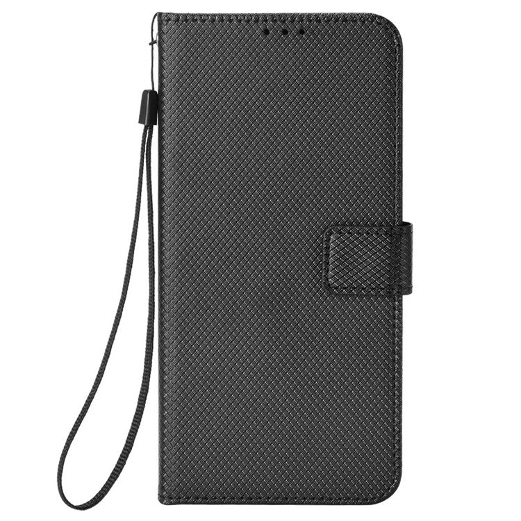 For Xiaomi Poco C75 4G / Redmi 14R 5G / 14C 4G / A4 5G Case PU Leather Diamond Texture Wallet Phone Cover - Black