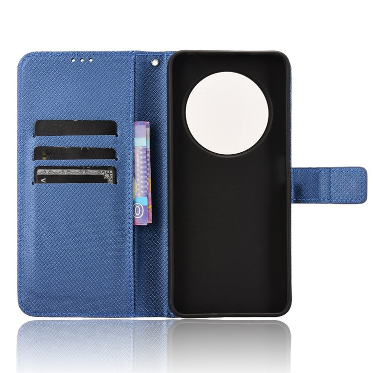 For Xiaomi Poco C75 4G / Redmi 14R 5G / 14C 4G / A4 5G Case PU Leather Diamond Texture Wallet Phone Cover - Blue