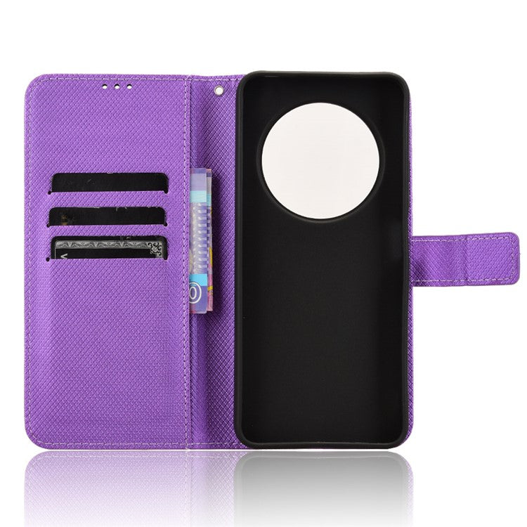 For Xiaomi Poco C75 4G / Redmi 14R 5G / 14C 4G / A4 5G Case PU Leather Diamond Texture Wallet Phone Cover - Purple