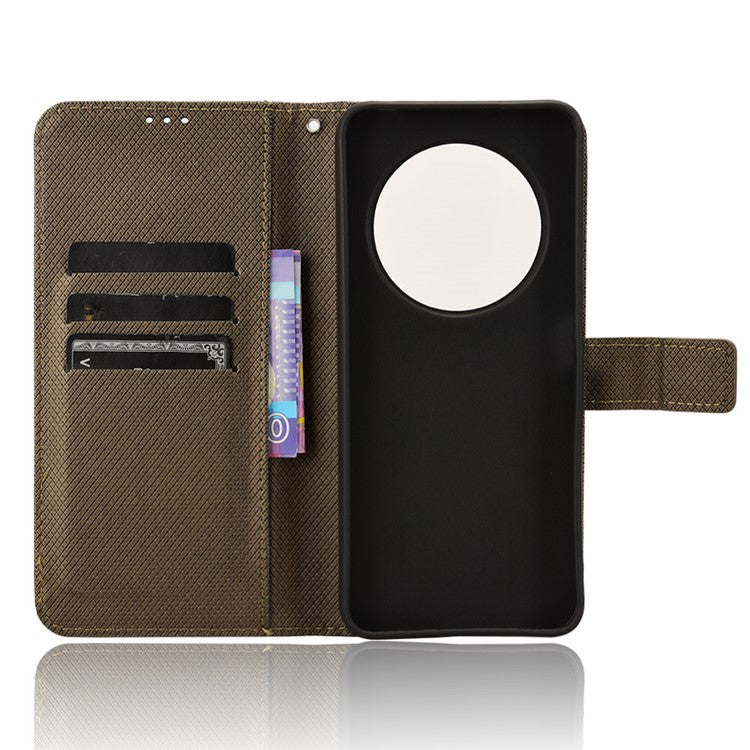 For Xiaomi Poco C75 4G / Redmi 14R 5G / 14C 4G / A4 5G Case PU Leather Diamond Texture Wallet Phone Cover - Brown