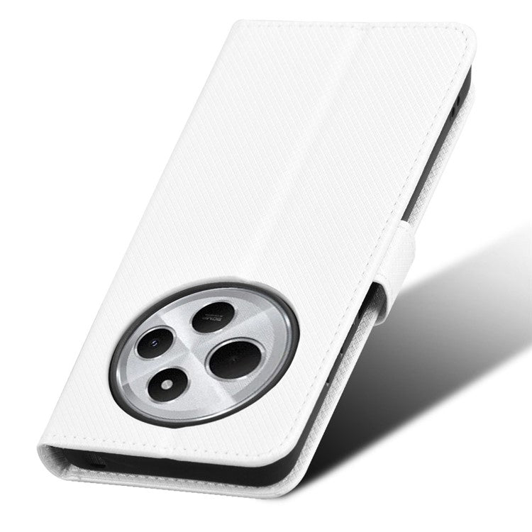 For Xiaomi Poco C75 4G / Redmi 14R 5G / 14C 4G / A4 5G Case PU Leather Diamond Texture Wallet Phone Cover - White