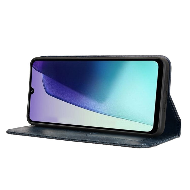 For Xiaomi Poco C75 4G / Redmi 14R 5G / 14C 4G / A4 5G Leather Case Wallet Stand Retro Texture Phone Cover - Blue