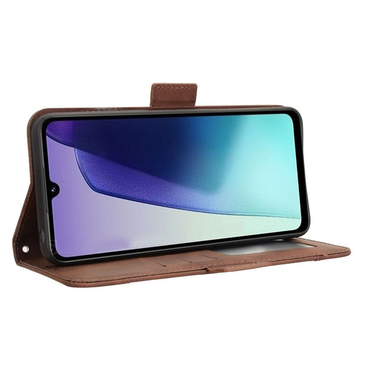 For Xiaomi Poco C75 4G / Redmi 14R 5G / 14C 4G / A4 5G Leather Case Phone Wallet Cover with Multiple Card Slots - Brown