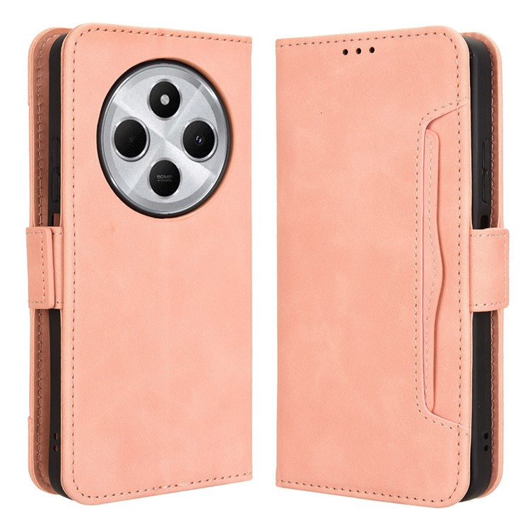 For Xiaomi Poco C75 4G / Redmi 14R 5G / 14C 4G / A4 5G Leather Case Phone Wallet Cover with Multiple Card Slots - Pink