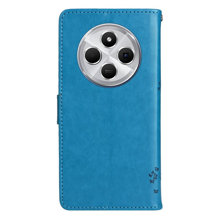 KT Imprinting Flower Series-3 For Xiaomi Poco C75 4G / Redmi 14R 5G / 14C 4G Case Cat Tree Pattern Flip Leather Phone Cover - Blue