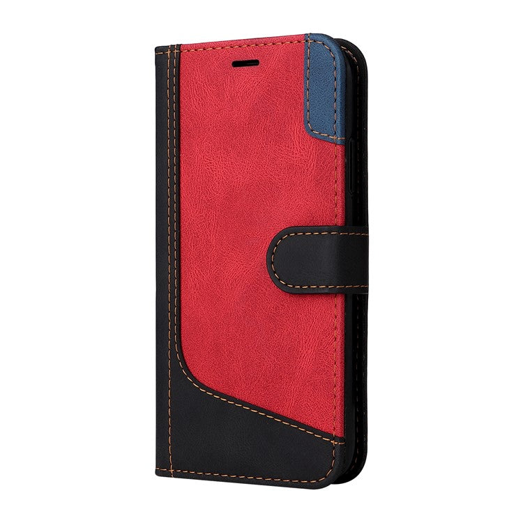 For Xiaomi Poco C75 4G / Redmi 14R 5G / 14C 4G Case Flip Wallet Leather Phone Cover 3 Color Splicing - Black