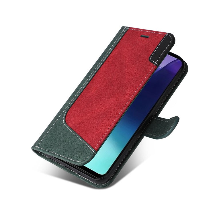 For Xiaomi Poco C75 4G / Redmi 14R 5G / 14C 4G Case Flip Wallet Leather Phone Cover 3 Color Splicing - Green