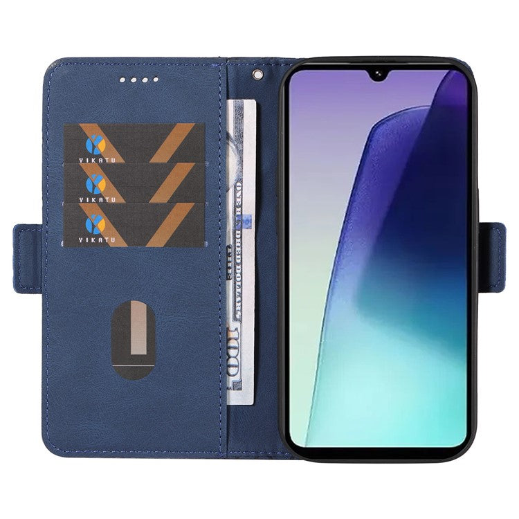 For Xiaomi Poco C75 4G / Redmi 14R 5G / 14C 4G Case Rhombus PU Leather Flip Wallet Phone Cover - Blue