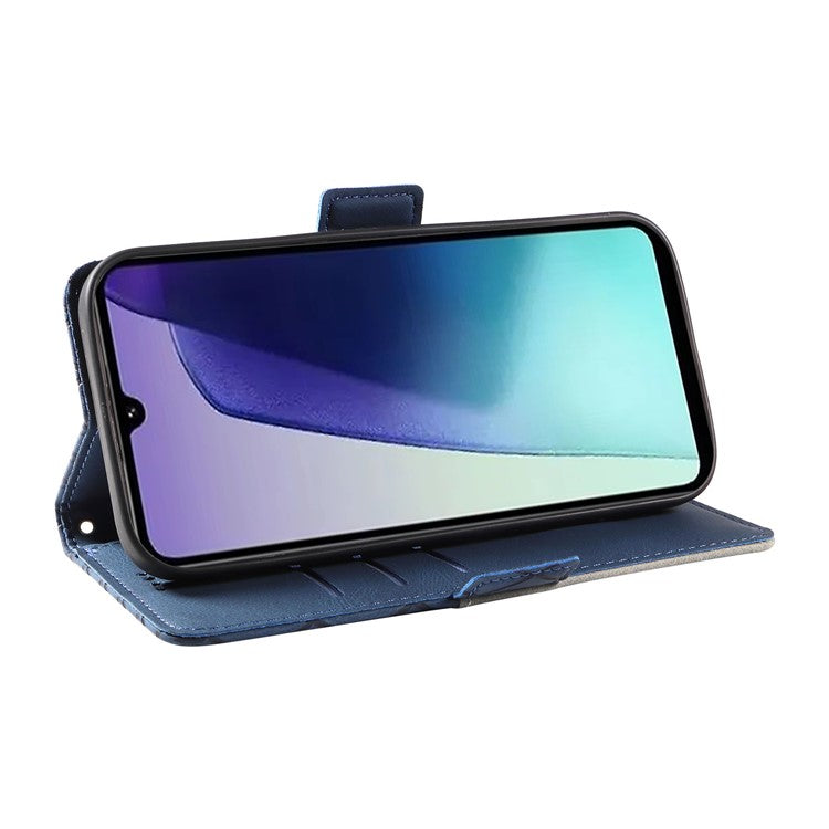 For Xiaomi Poco C75 4G / Redmi 14R 5G / 14C 4G Case Rhombus PU Leather Flip Wallet Phone Cover - Blue