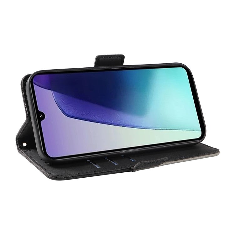 For Xiaomi Poco C75 4G / Redmi 14R 5G / 14C 4G Case Rhombus PU Leather Flip Wallet Phone Cover - Black