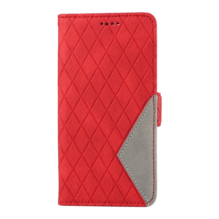 For Xiaomi Poco C75 4G / Redmi 14R 5G / 14C 4G Case Rhombus PU Leather Flip Wallet Phone Cover - Red