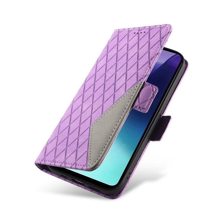 For Xiaomi Poco C75 4G / Redmi 14R 5G / 14C 4G Case Rhombus PU Leather Flip Wallet Phone Cover - Purple