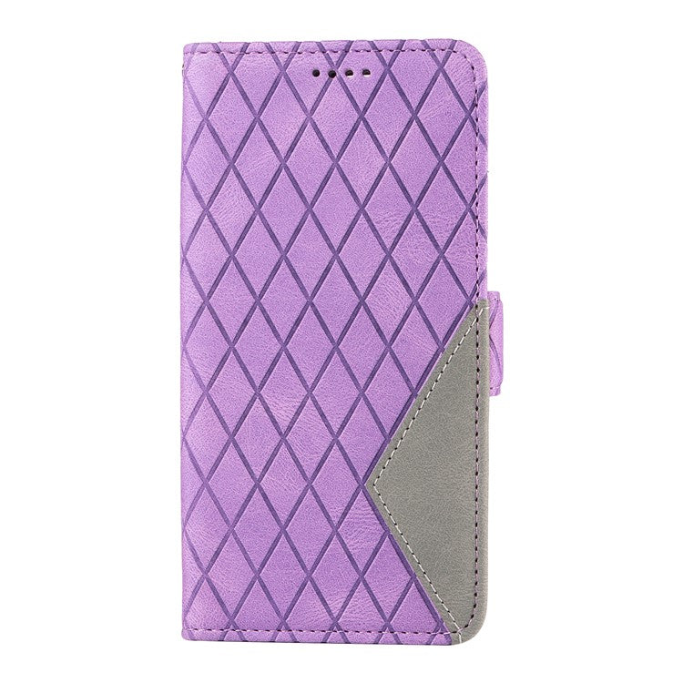 For Xiaomi Poco C75 4G / Redmi 14R 5G / 14C 4G Case Rhombus PU Leather Flip Wallet Phone Cover - Purple
