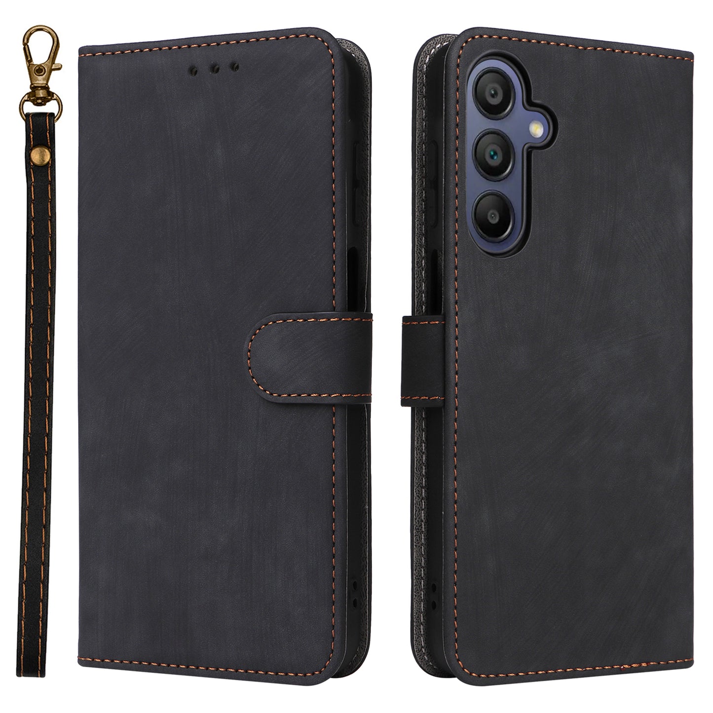 For Samsung Galaxy A16 5G / A16 4G Wallet Case RFID Blocking PU Leather Cover Stand View - Black