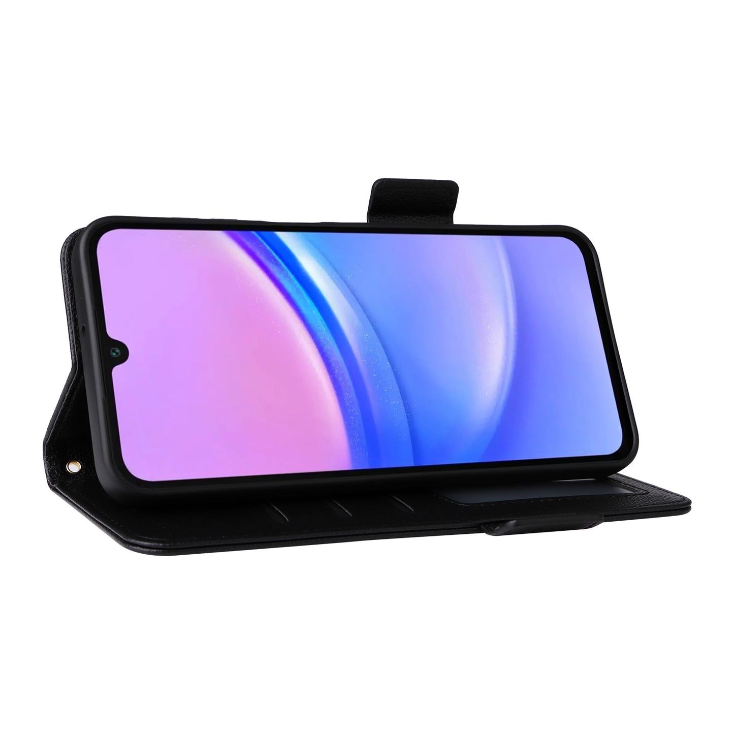 For Samsung Galaxy A16 5G / A16 4G Case Litchi Texture PU Leather Wallet Flip Phone Cover - Black