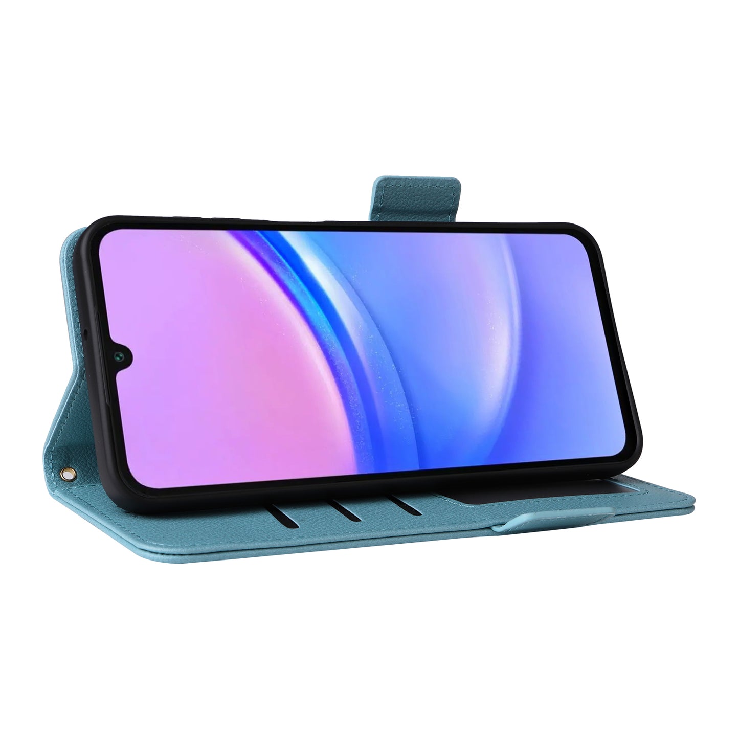 For Samsung Galaxy A16 5G / A16 4G Case Litchi Texture PU Leather Wallet Flip Phone Cover - Baby Blue