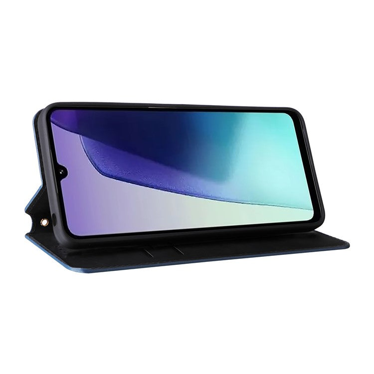 For Xiaomi Poco C75 4G / Redmi 14R 5G / 14C 4G / A4 5G Wallet Case Rhombus Imprinted Leather Phone Cover - Blue