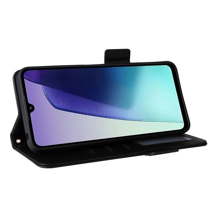 For Xiaomi Poco C75 4G / Redmi 14R 5G / 14C 4G / A4 5G Case Litchi Texture PU Leather Wallet Flip Phone Cover - Black