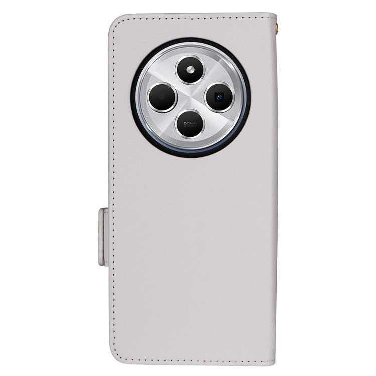 For Xiaomi Poco C75 4G / Redmi 14R 5G / 14C 4G / A4 5G Case Litchi Texture PU Leather Wallet Flip Phone Cover - White