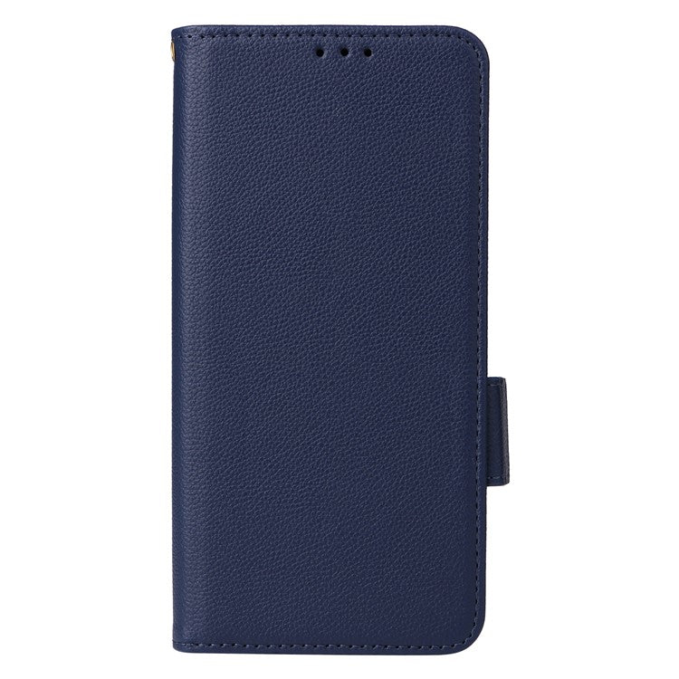 For Xiaomi Poco C75 4G / Redmi 14R 5G / 14C 4G / A4 5G Case Litchi Texture PU Leather Wallet Flip Phone Cover - Dark Blue