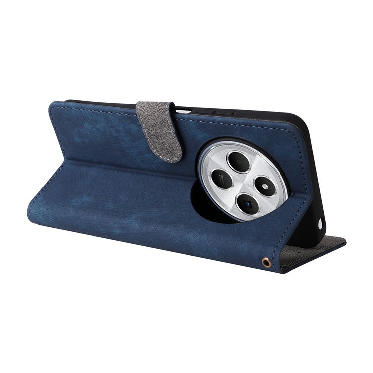 For Xiaomi Poco C75 4G / Redmi 14R 5G / 14C 4G / A4 5G Wallet Case RFID Blocking PU Leather Cover Stand View - Blue