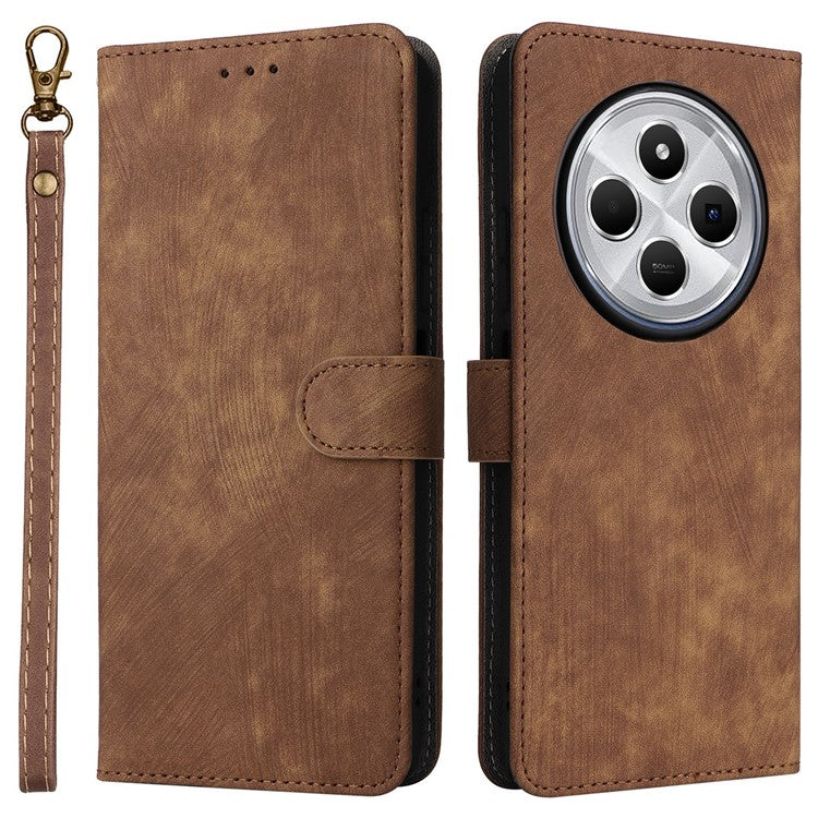 For Xiaomi Poco C75 4G / Redmi 14R 5G / 14C 4G / A4 5G Wallet Case RFID Blocking PU Leather Cover Stand View - Brown