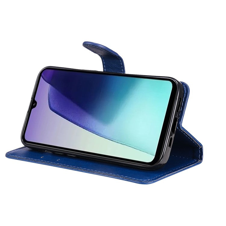 KT Leather Series-2 for Xiaomi Poco C75 4G / Redmi 14R 5G / 14C 4G Case Solid Color Leather Phone Cover Wallet Stand - Blue