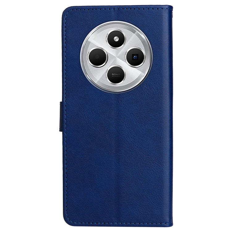 KT Leather Series-2 for Xiaomi Poco C75 4G / Redmi 14R 5G / 14C 4G Case Solid Color Leather Phone Cover Wallet Stand - Blue